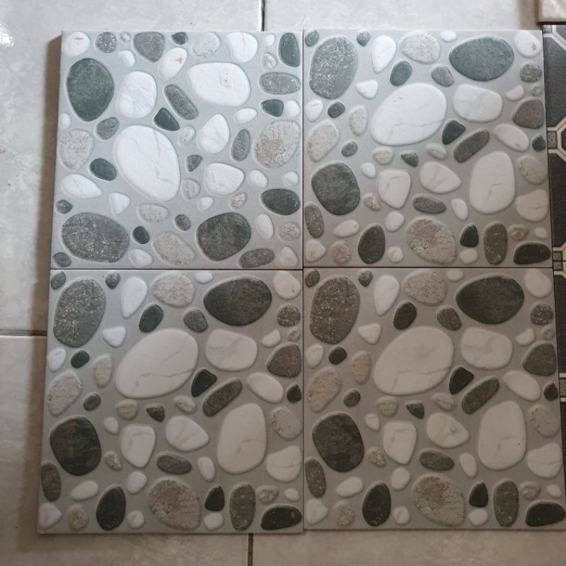 keramik lantai kamar mandi teras garasi ruang cuci rumah UNO 25x25 HARUMI GY motif batu minimalis ka
