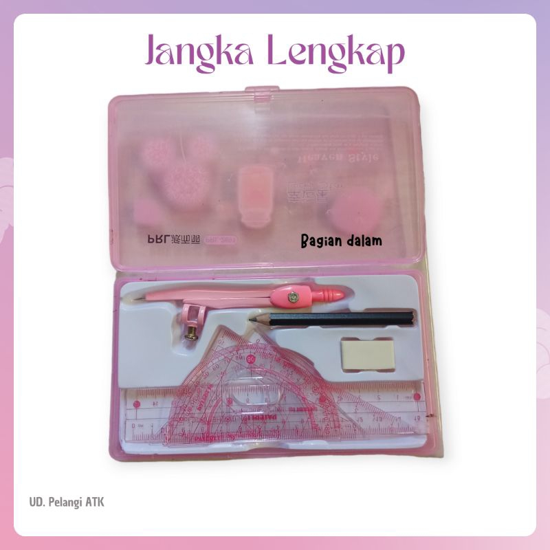 

♥️ pelangiatk ♥️ Compass | set jangka & tempat pensil lengkap | 1 set lengkap | 1 set jangka | 1 set penggaris lengkap
