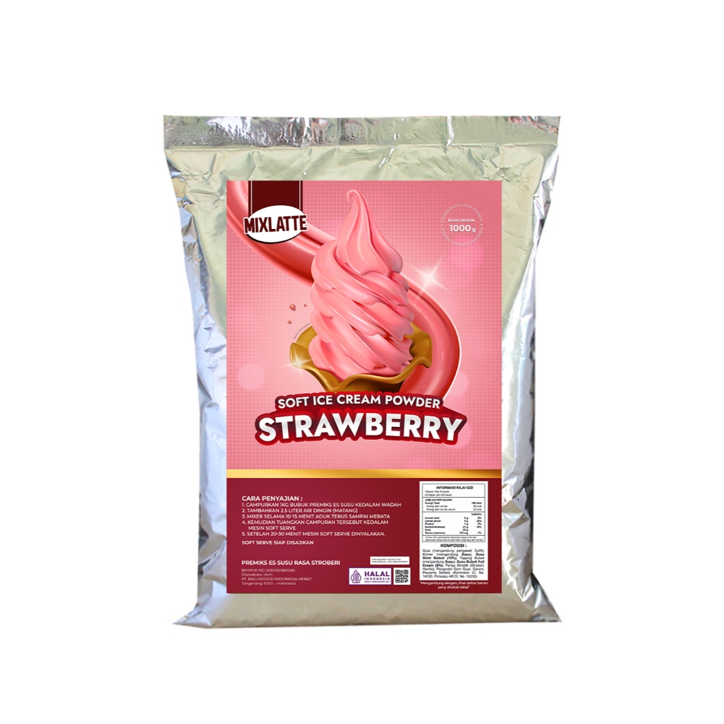 

Bubuk Ice Cream Strawberry Soft Ice Cream Powder 1 Kg