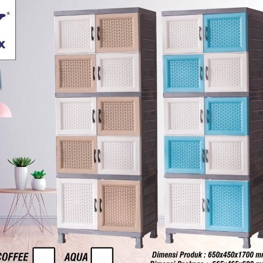KODE F52T Lemari Plastik Minimalis Cabro MU 48 Napolly  Lemari Full Sekat 8 pintu