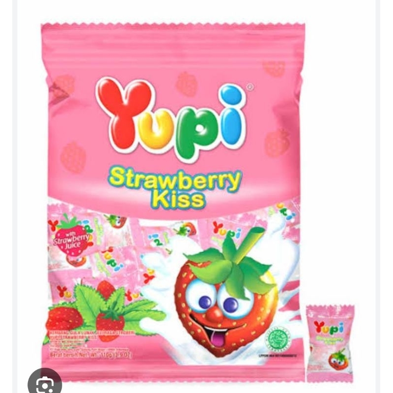 

Permen Yupi Strawberry Kiss 120gram / Yupi Permen Strawberry per bag isi 40an