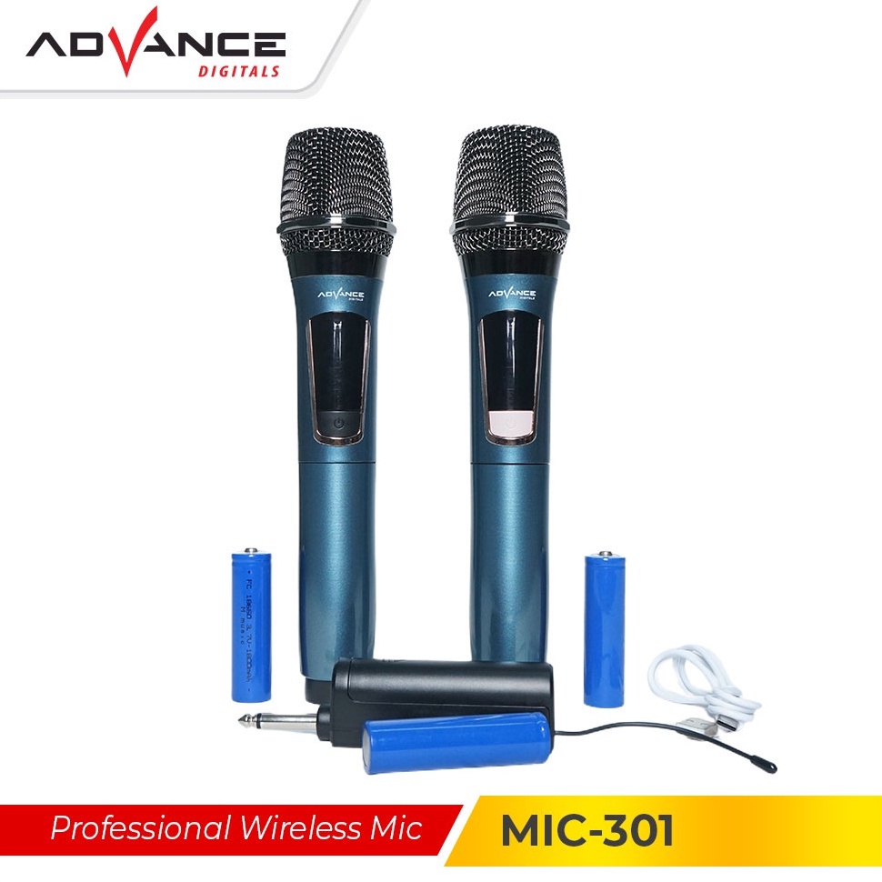 Terbaik Advance MIC31 DOUBLE Mic Wireless Microphone Bluetooth Karaoke BONUS Baterai