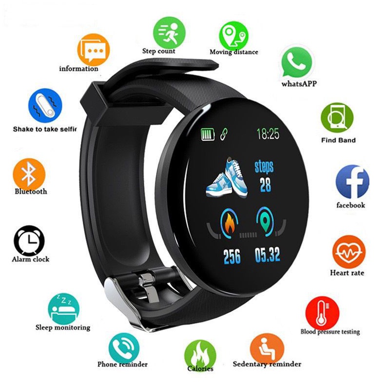 KODE D77X DENNOS D18 SmartWatch jam tangan pintar Olahraga Tahan Air Pria dan Wanita Bluetooth Digit