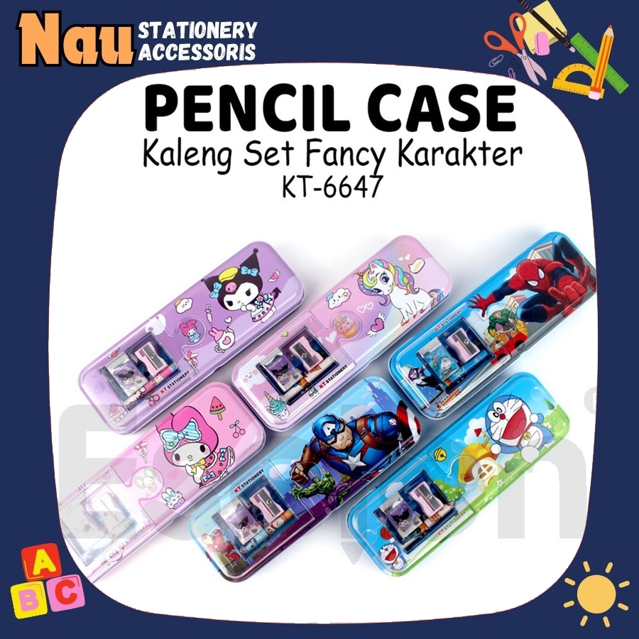 

Tempat Pensil Kaleng Set Alat Tulis / Kotak pensil kaleng 2 susun / Kotak Pensil Kaleng Set Fancy KT-6647