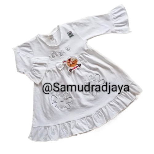 Gamis anak bayi katun putih polos / Baju muslim bayi newborn lengan panjang putih  / Dress muslim an