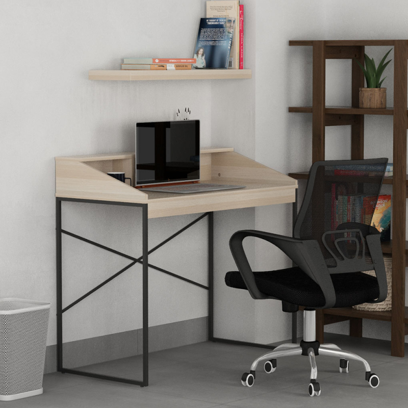 Meja belajar kantor kerja laptop tulis estetik 100cm kaki besi BANDUNG