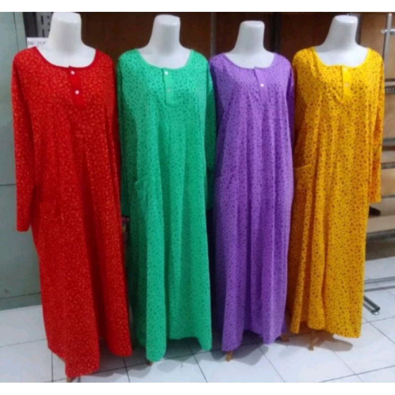 Gamis Super Super Jumbo Bahan Kaos Motif Bunga Rok Lebar