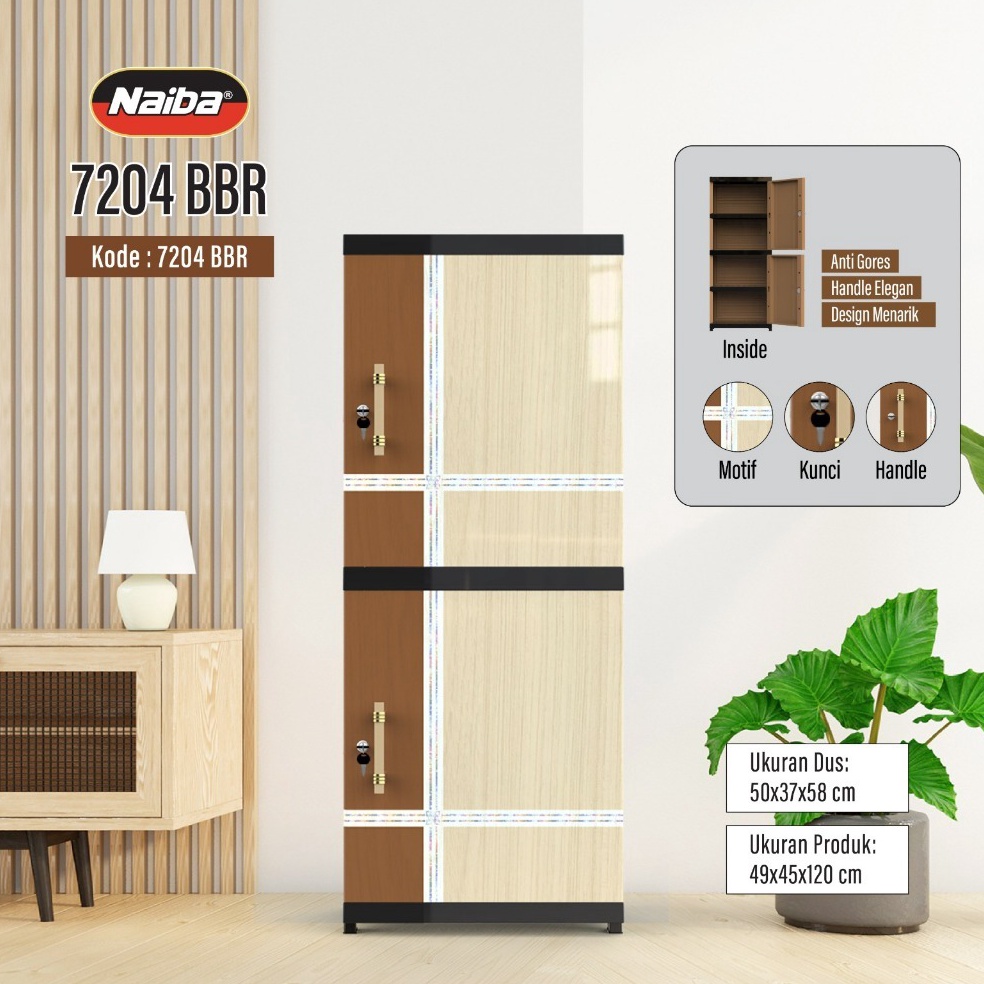 Terbaik NAIBA  LEMARI PAKAIAN PLASTIK SUSUN 4 NACASE FULL KUNCI