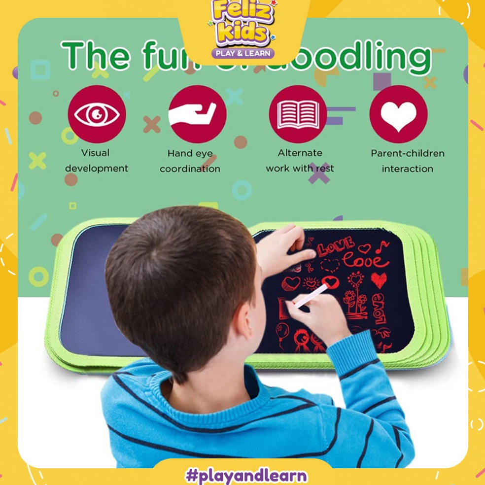 

KODE X8U5 FELIZKIDS BK82 Buku Gambar Portable Ajaib Reusable Bisa Dihapus 1 Hal Free 2pcs Tissue dan 6 Spidol