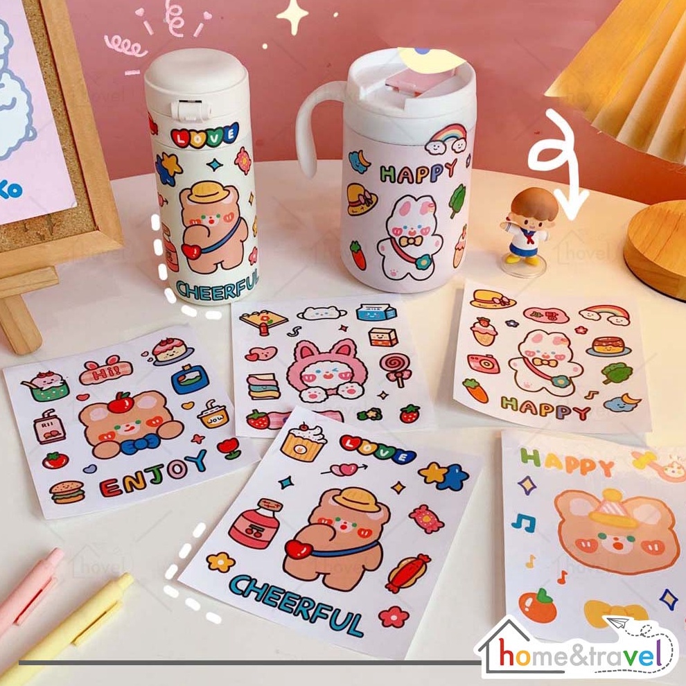 

SPESIAL HOVELSHOP Stiker Aesthetic Lucu Imut Beruang Kelinci Murah Dekorasi Anak HP Tumbler Laptop Hiasan Warna Warni