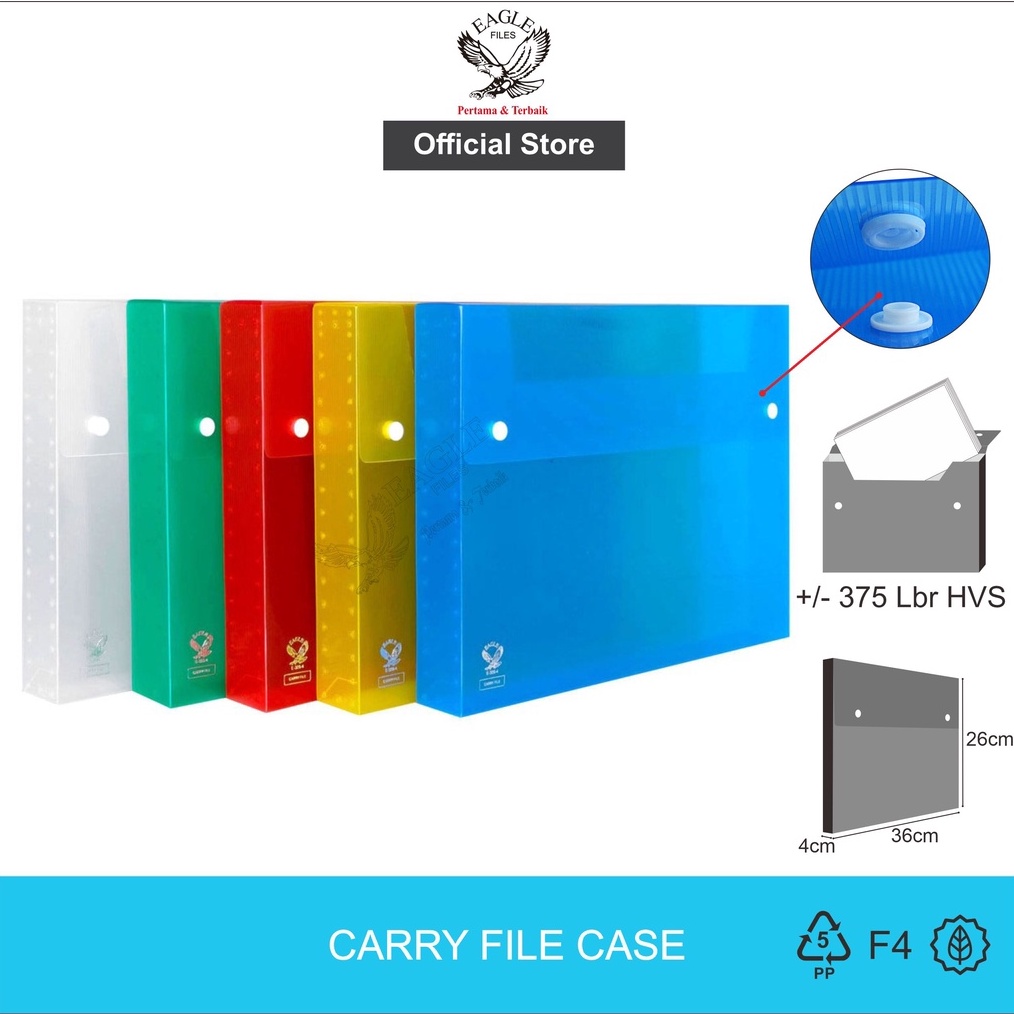 

KODE L2P9 Carry File Box Transparan EAGLE Files F4 Folio Tebal 4 Cm Tas Dokumen Map Dokumen 2 Kancing
