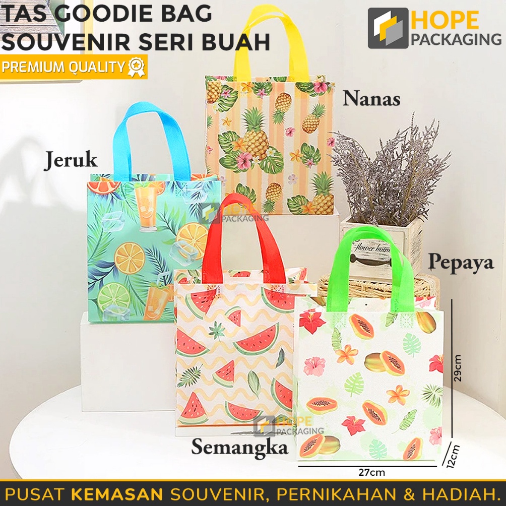 

TERKENAL Tas Souvenir Ulang Tahun Anak Goodie Bag Seri Buah Size L 29x12x27cm Kantong Snack Ultah Tas Kemasan Hadiah Tas Belanja