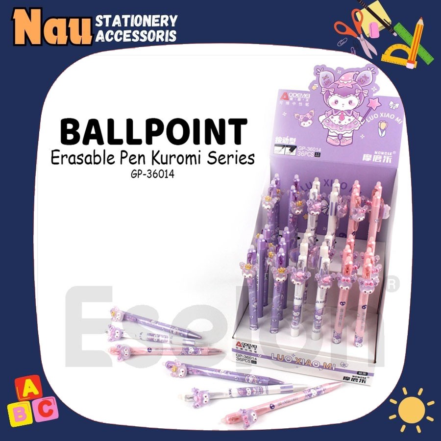 Bulpen bisa dihapus 1 pcs motif Kuromi / 1pcs Pulpen Hapus Cetek Kepala / 1buah Pulpen Cetek Hapus K