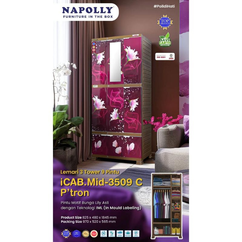 LEMARI PLASTIK NAPOLLY 4 PINTU JUMBO BESAR