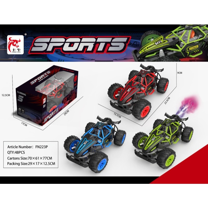 Mainan Anak RC Buggy Monster Truck Spray Mobil Off Road Remote Control 4WD Asap Ban Karet