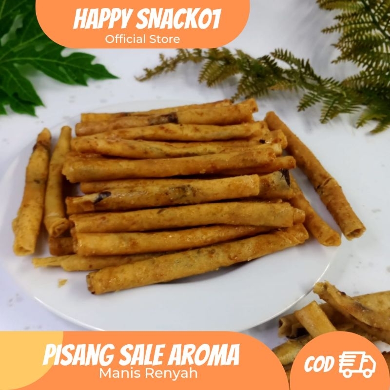 

Pisang Sale Aroma Gulung Crispy Manis Happy Snack Bandung 200g
