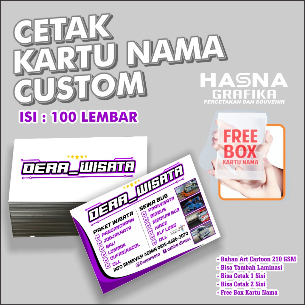 

Cetak Kartu Nama (100pcs) 1 atau 2 Sisi Custom