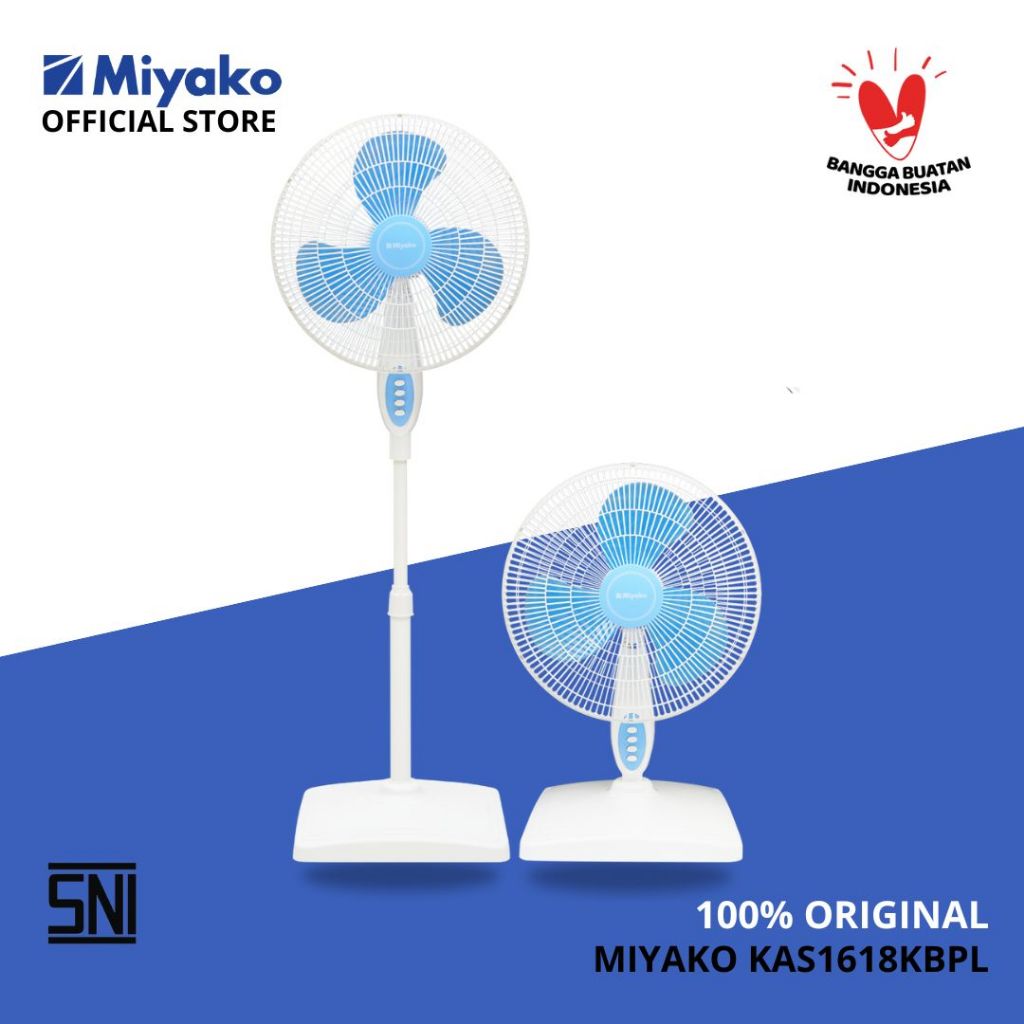 Kipas Angin Miyako KAS1618KBPL Kipas Meja & Berdiri – Stand Fan  - 16 inch 2in1 Kaki Kotak Jaring pl