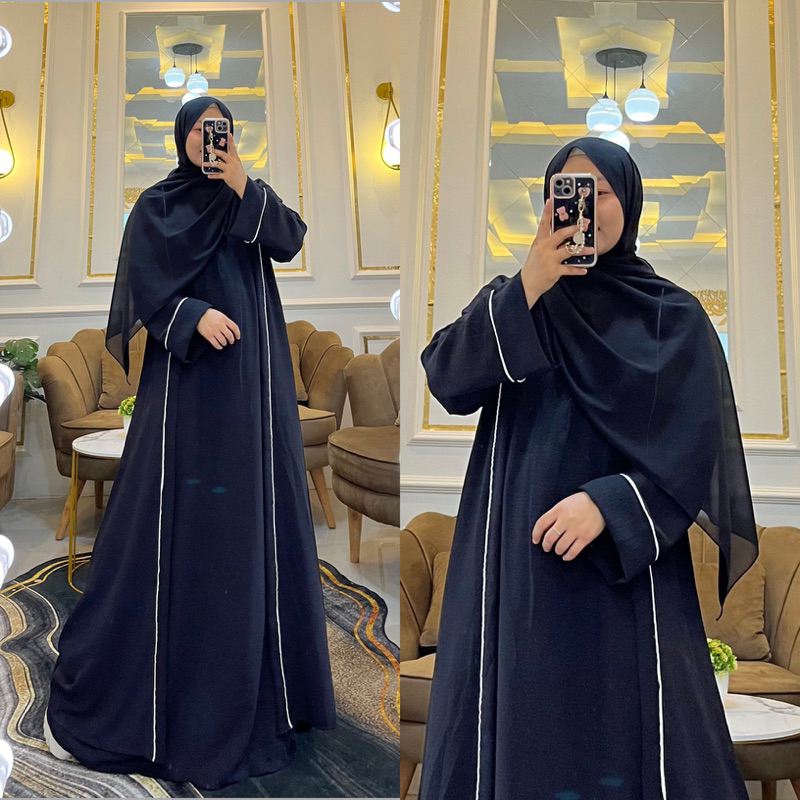 Gamis Abaya Cardigan Crinkle Abaya umroh Polos