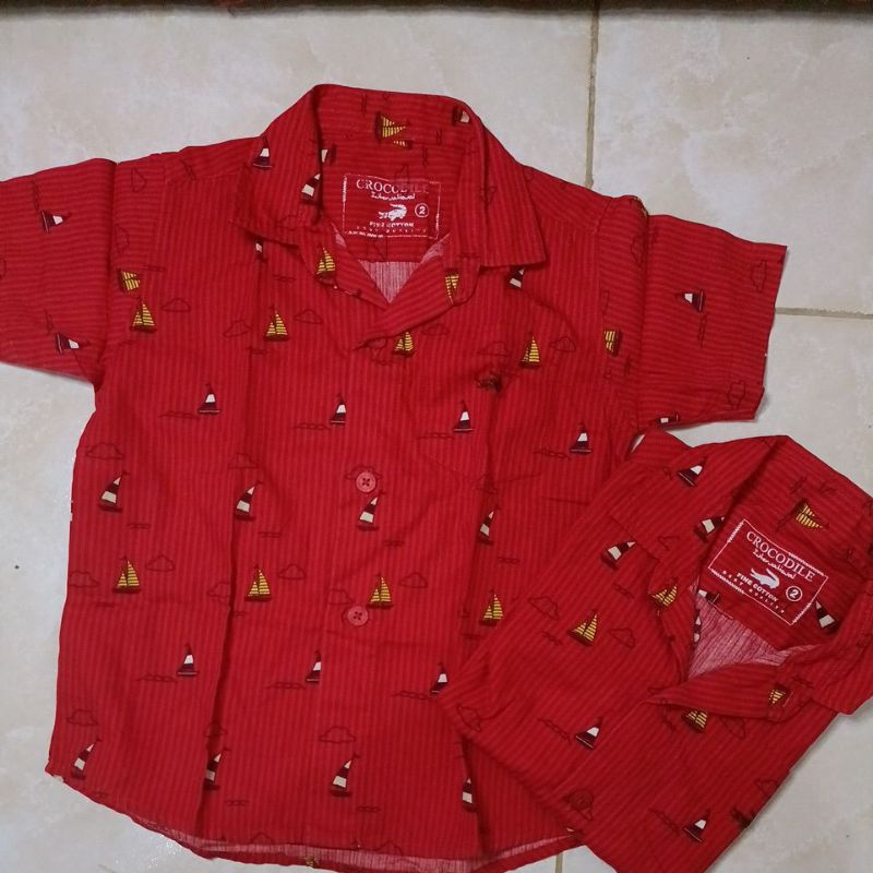 crocodile kemeja anak/baju pesta anak laki laki/kemeja merah anak