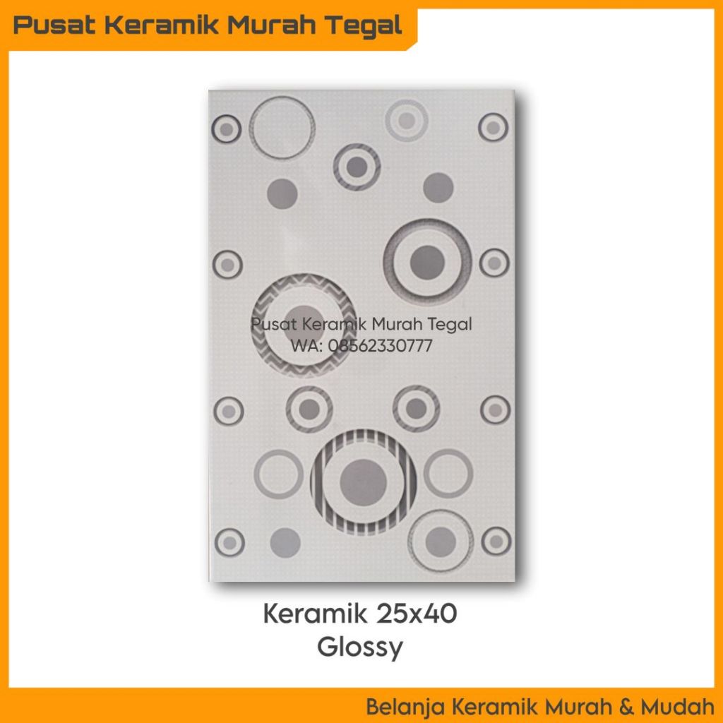 Keramik Dinding Mengkilap 25x40 Dulcon Grey Motif Bulat Minimalis (Tegal Brebes Pemalang Slawi)