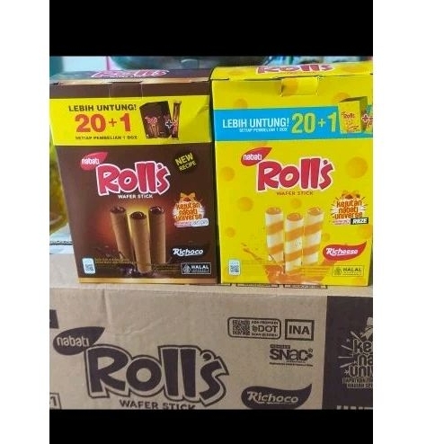 

Nabati rolls wafer stik cklt & keju isi 21pc @6gr