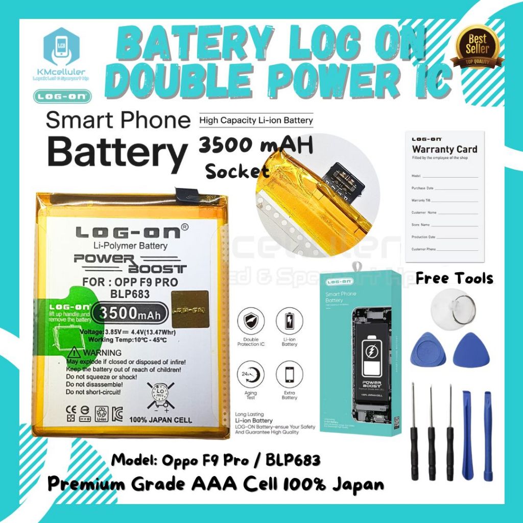 BATTERY LOG ON OPPO F9 PRO / REALME 2 PRO / BLP683 POWER BOOST DOUBLE IC PREMIUM GRADE AAA CELL 100%