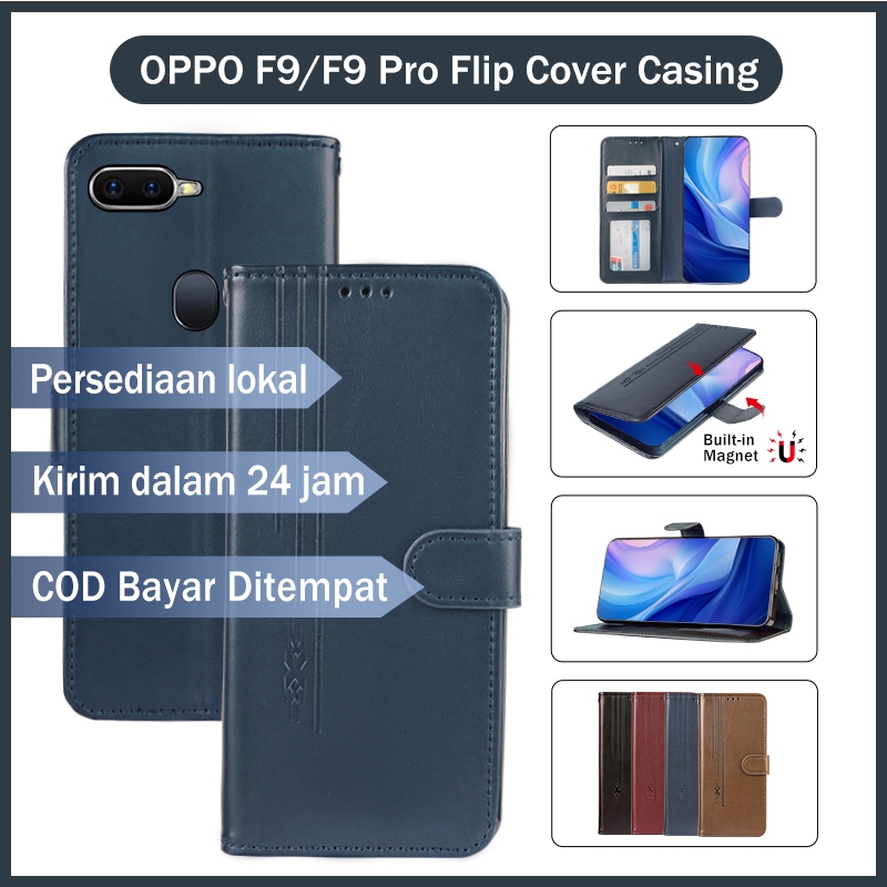 OPPO F9 / F9 Pro Flip Case Flip Dompet Casing HP Flip Kulit Case Wallet Leather Cover Phone Leather 