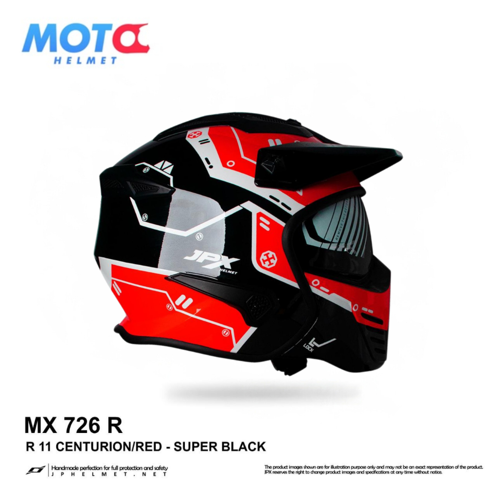 Helm JPX Full Face MX-726 R Centurion Red - MX 11