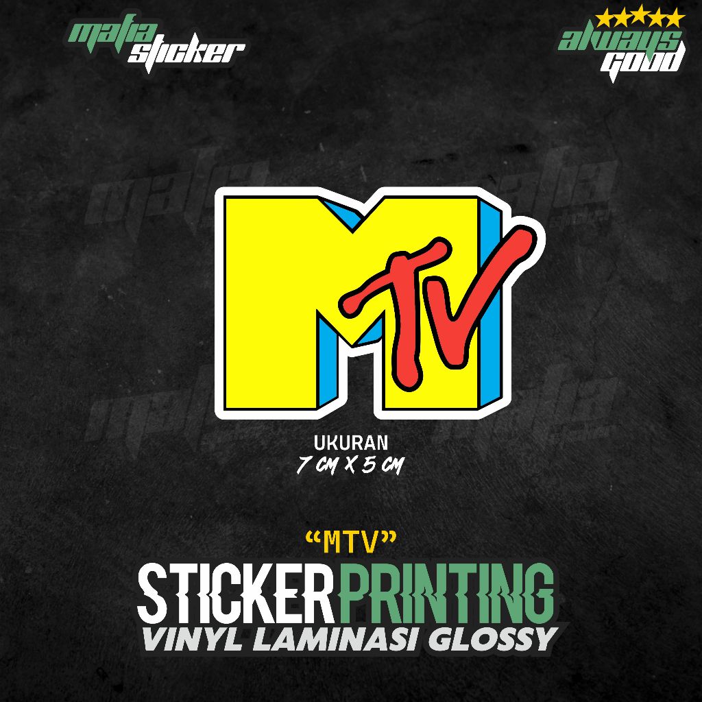STICKER/STIKER PRINT CUT MTV | STIKER SIMPLE ESTETIK HELM MOTOR KACA CERMIN MOBIL GITAR LEMARI