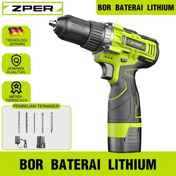 ZPER Bor Listrik 12V Mesin Bor Baterai Tangan Cordless Drill Battery Bor Tanpa Kabel ZP011