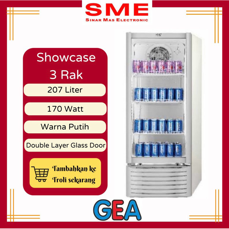Showcase / Lemari Pendingin Minuman 3 Rak 207 Liter GEA