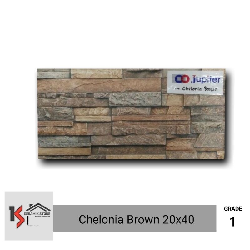Keramik Dinding Depan Rumah Tembok 20x40 Kasar Motif Batu Alam Timbul / Keramik Dinding Chelonia Bro