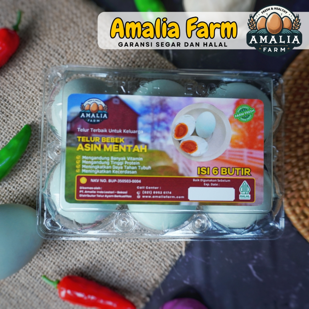 

Amalia Farm - Telur Bebek Asin Mentah Premium Kemasan 6 Butir