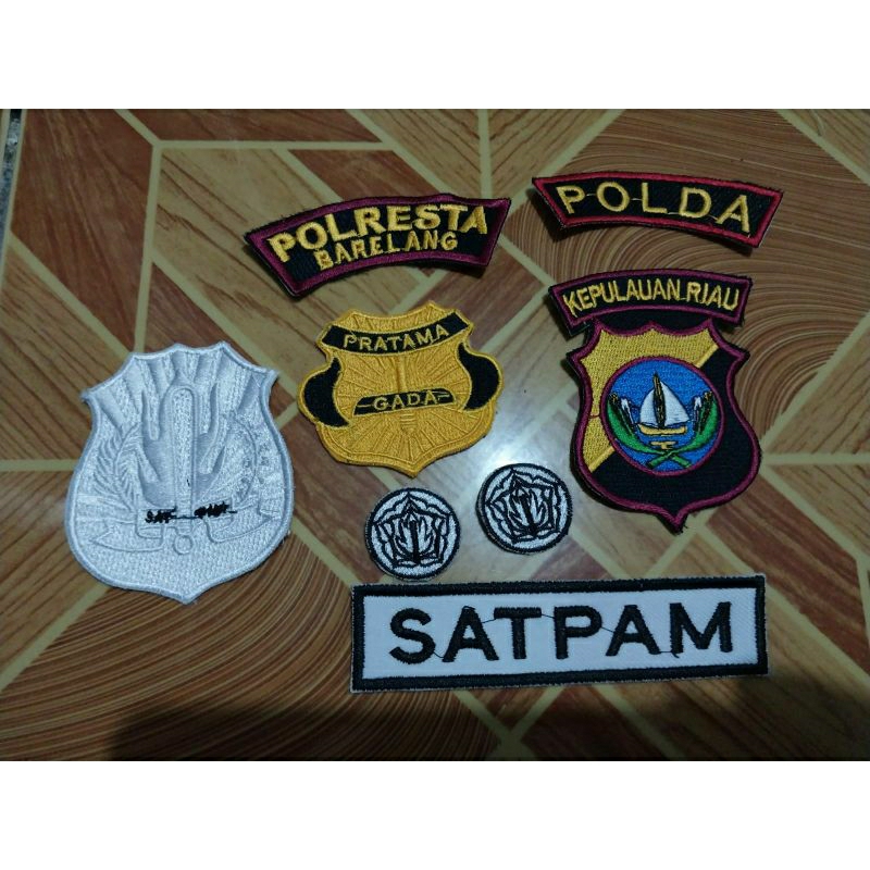 ATRIBUT BORDIR SATPAM POLDA KEPRI KEPULAUAN RIAU POLRESTA BARELANG