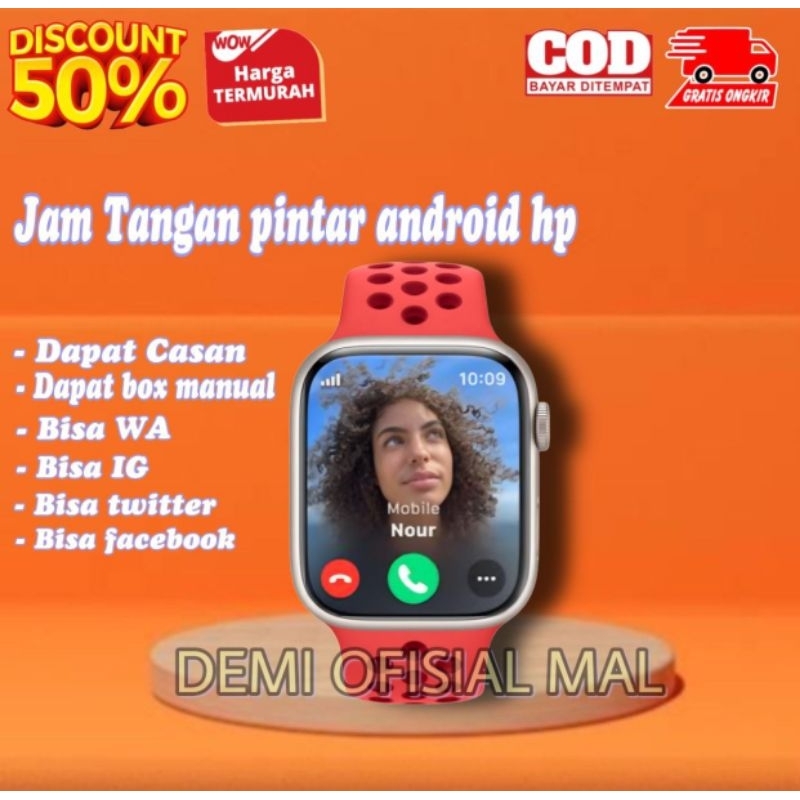 TERLARISS JAM TANGAN ANDROID PINTAR HP BISA WA LAYAR SENTU TAHAN AIR SMARTWATCH PRIA WANITA ELEGAN M