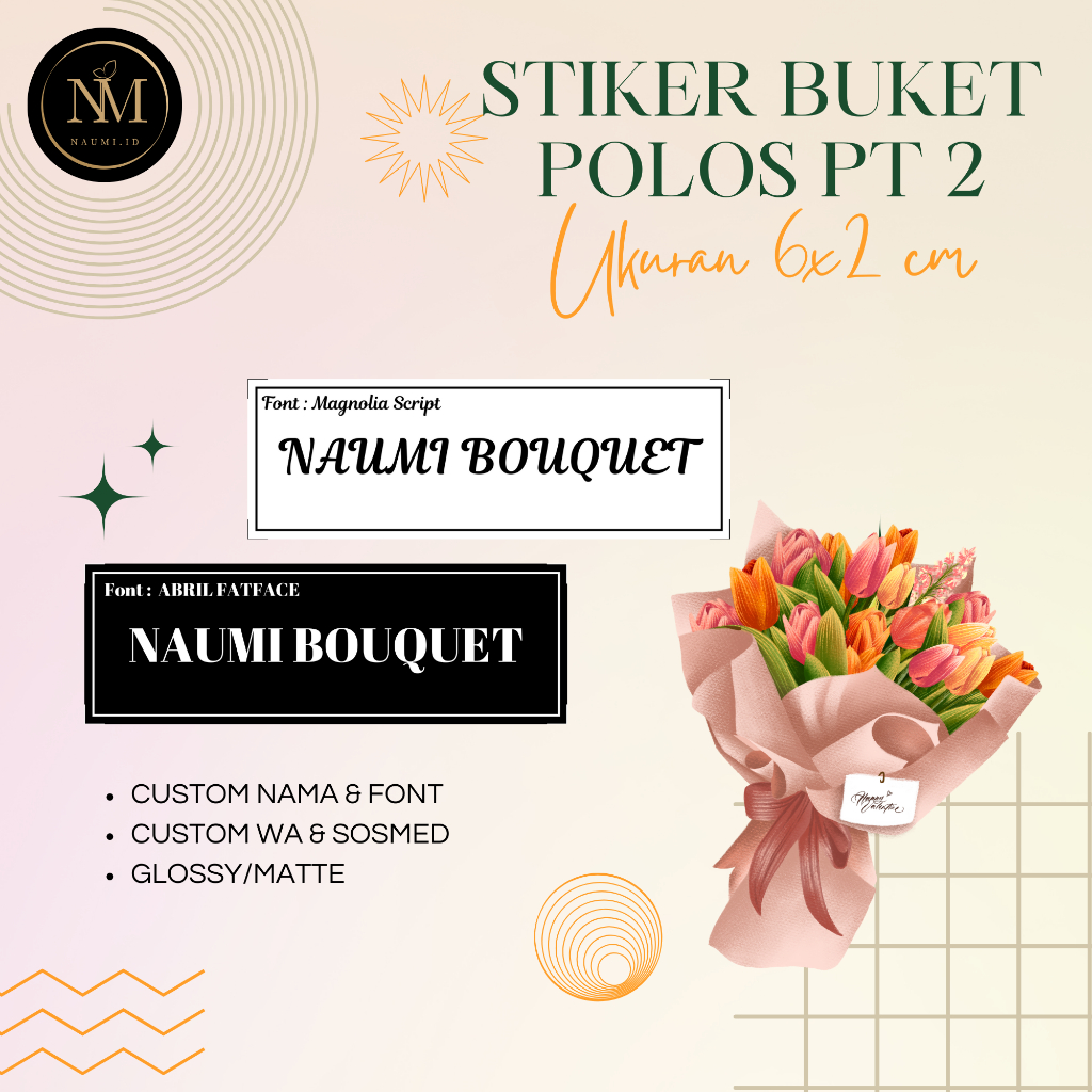 

[ POLOS, Part 2 ] STIKER BUKET/STICKER BOUQUET/LABEL BUKET/STIKER LABEL BUKET MURAH Ukuran 6x2 CM