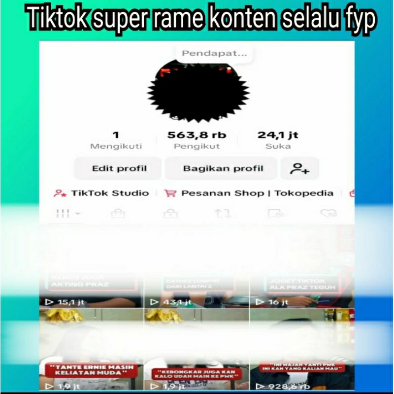 jual murah sisa bbrapa akun tiktok 100k-500k foll asli hasil fyp konten