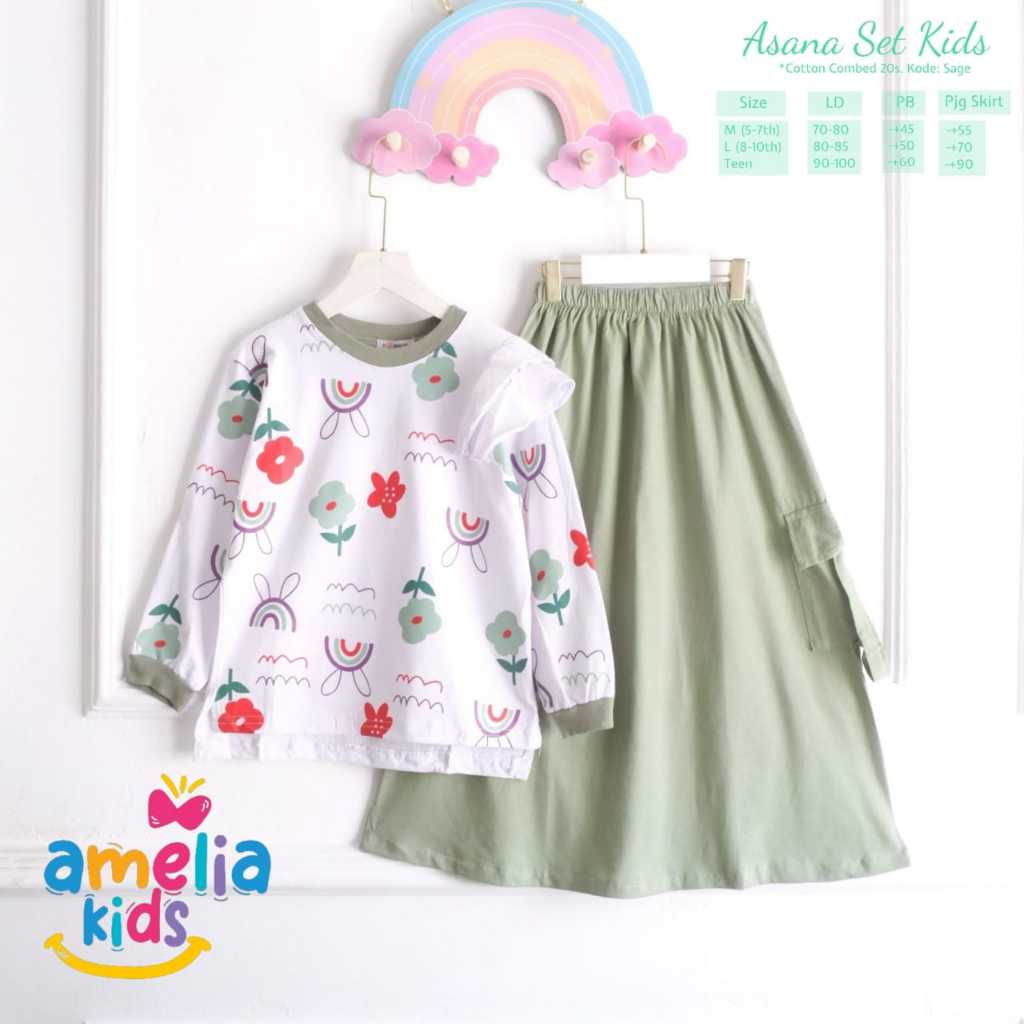 [TERMURAH AMELIA KIDS]  ASANA SETELAN ROK SKIRT ONE SET ROK REMAJA DRESS KIDS PAKAIAN ANAK PEREMPUAN