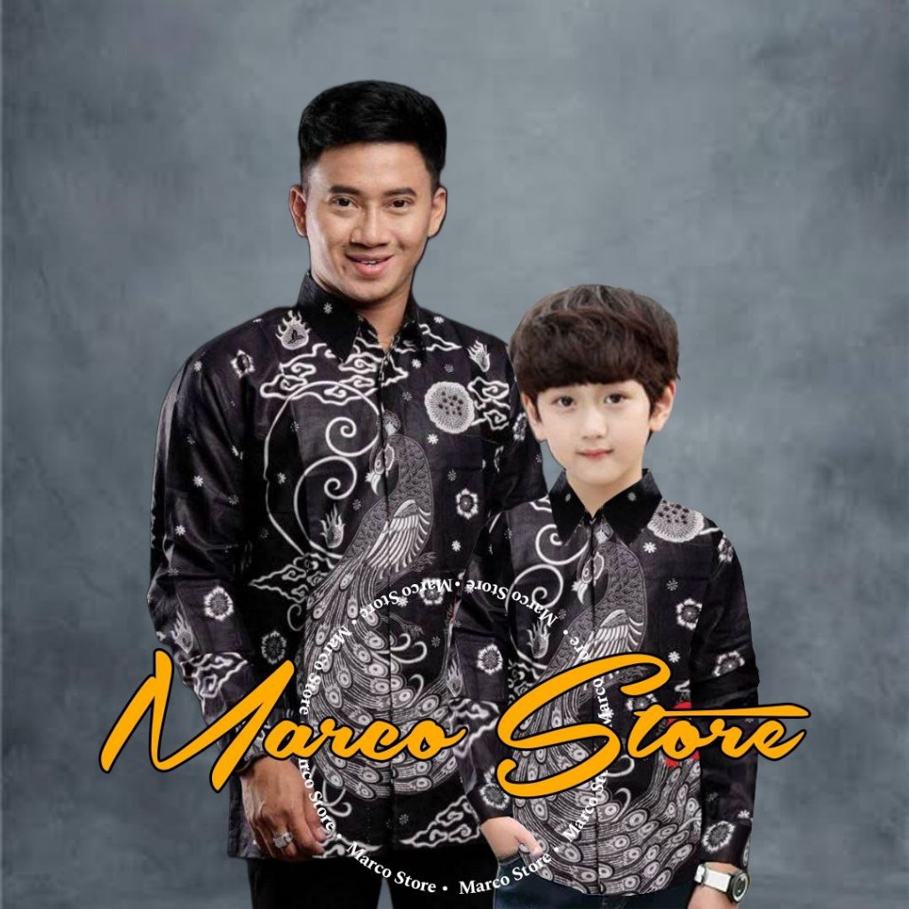 KEMEJA BATIK AYAH DAN BATIK ANAK WARNA HITAM KEMEJA BATIK DEWASA