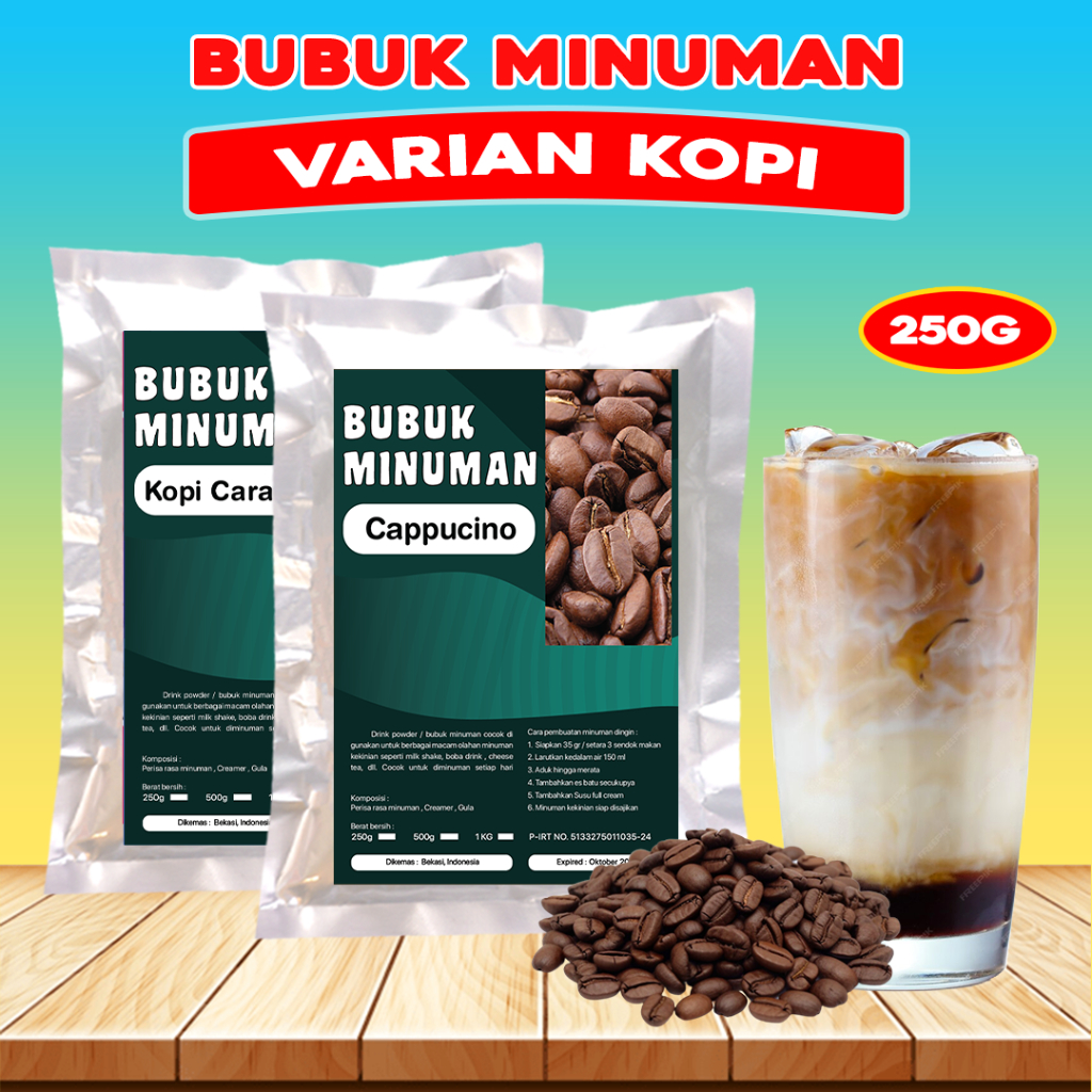 

BUBUK MINUMAN RASA 250G / SERBUK MINUMAN RASA KOPI / BUBUK MINUMAN KEKINIAN / BUBUK MINUMAN PREMIUM