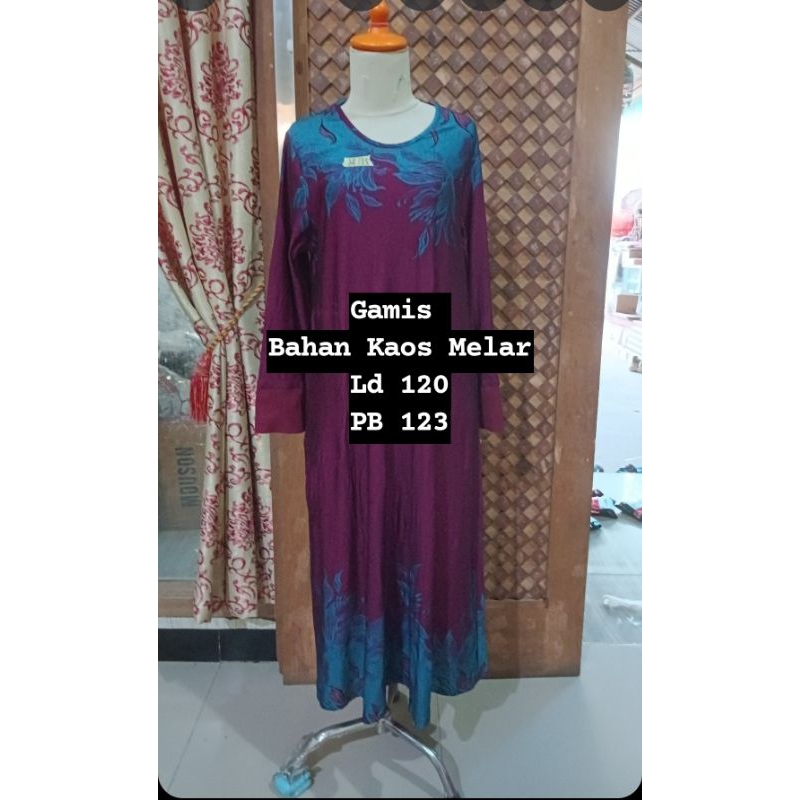 GAMIS DRES MUSLIM LD 120 PB 123 BAHAN JERSY KAOS