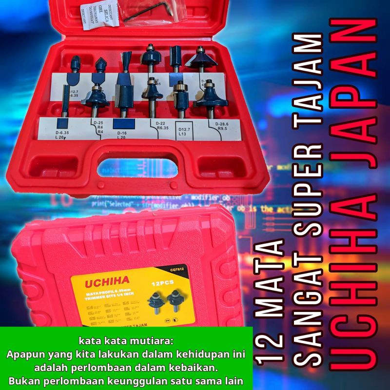 mata router set mata profil kayu mata trimmer set router bit 12pcs