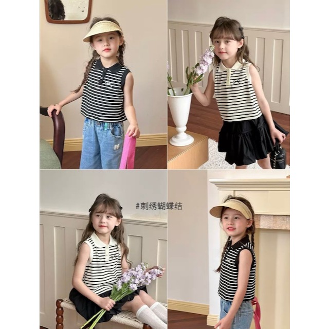 [YY]Baju Atasan Anak Perempuan/Top Tshirt Anak Perempuan Motif Garis-Garis New Arivall002