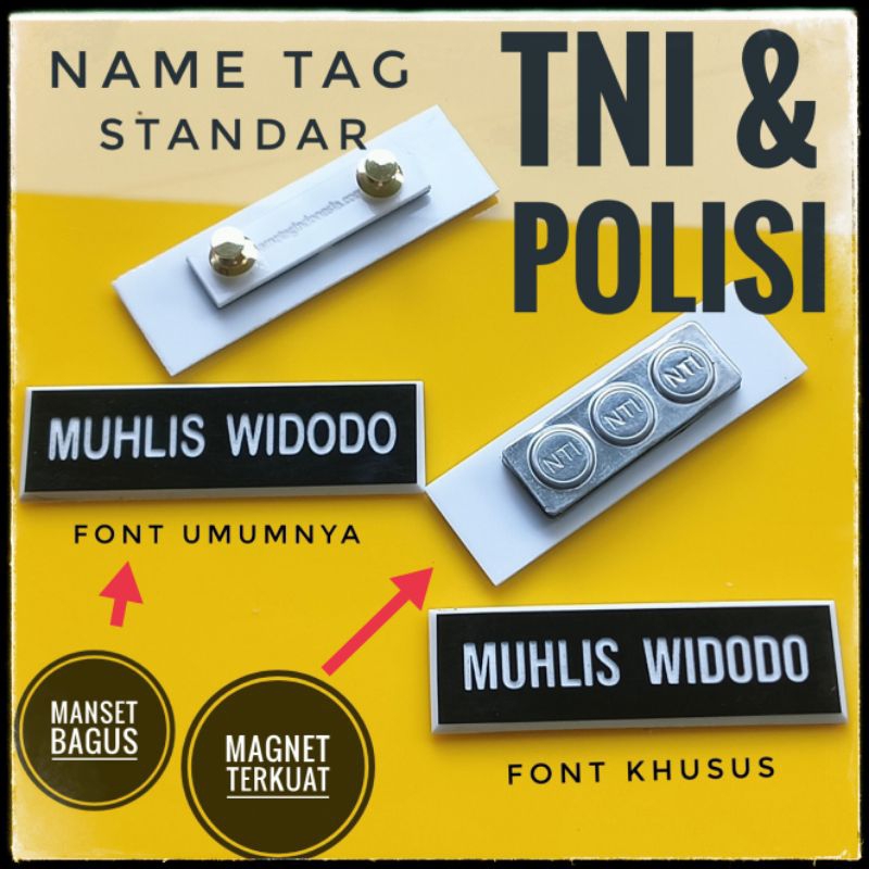 

NAME TAG STANDAR TNI /ARMY POLISI / POLICE ENGRAVED GRAVIR / UKIR