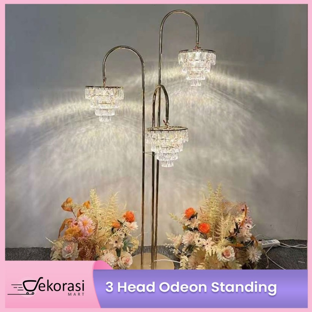 3 Head Odeon Standing/lampu standing/lampu dekorasi/lampu hias / lampu pelaminan / lampu lamaran