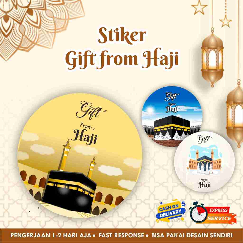 

Stiker Gift from Haji cromo bulat / Label souvenir