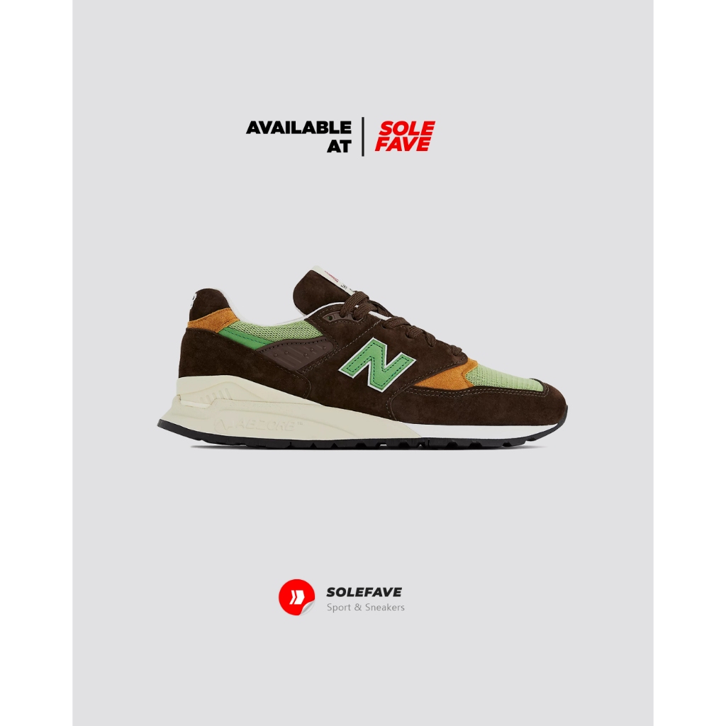 Sneakers NB 998 Brown With Green MADE IN USA Original BNIB Resmi