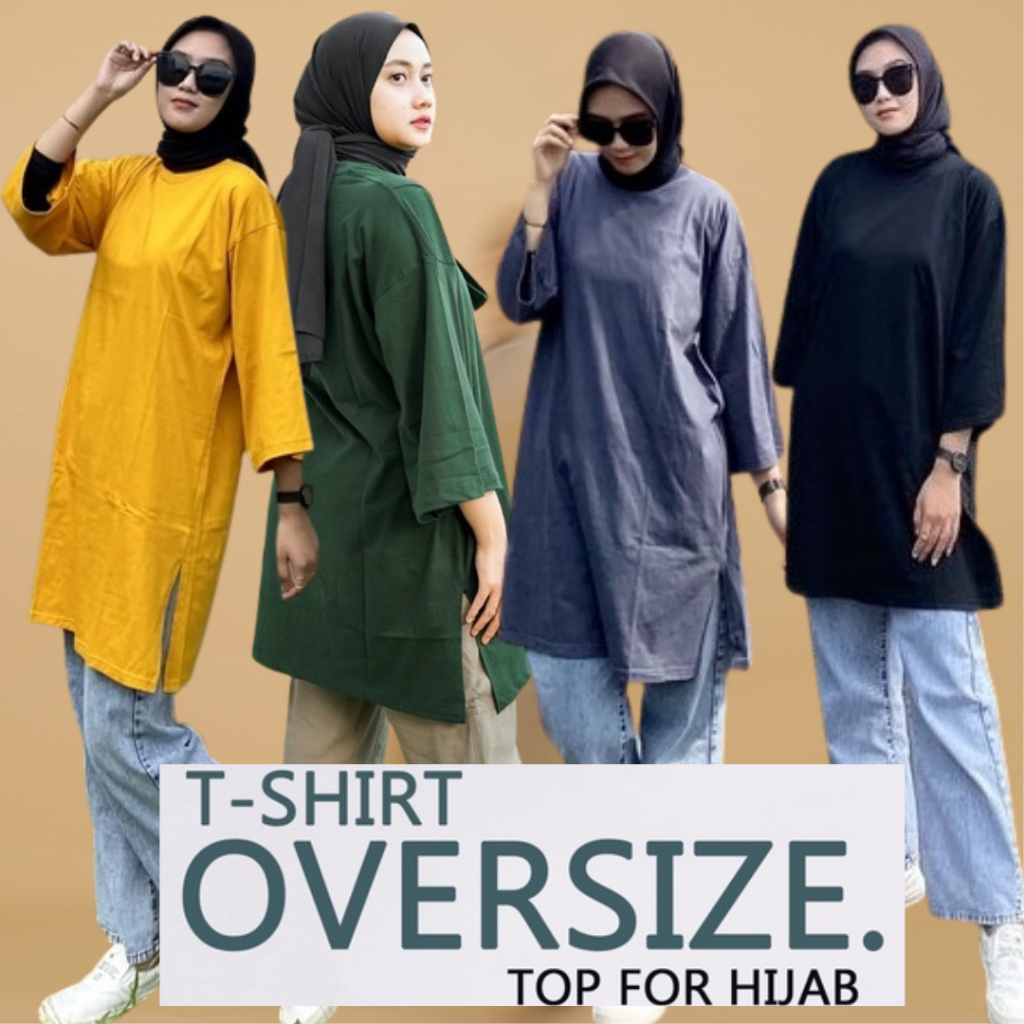 Atqia_Mart - Busana Muslim Kaos - Basic Oversized-Kaos Polos Oversized-Tunik Cotton Combed 24s Premi