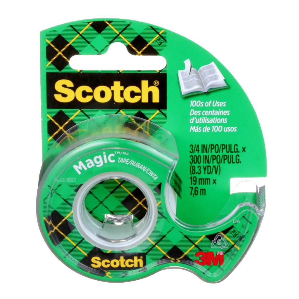 

Scotch® Magic™ Tape with Dispenser (CAT 105) , Hasil akhir matte 3/4 in x 300 in, Untuk digunakan keseharian